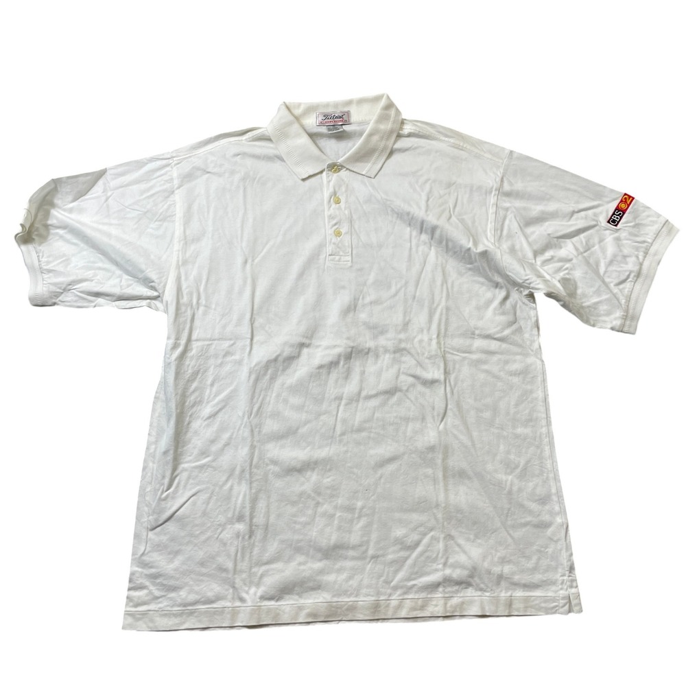 Titleist XL 3 Button Ivory‎ Polo 100% Cotton Golf CBS2 Logo On Arm